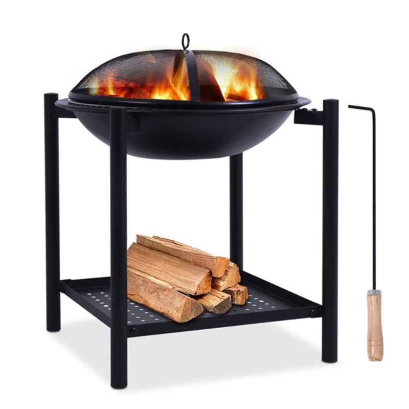 Large Fire Pit Grill Stand Folding Campfire Rack Outdoor Barbecue Wood Stove Portable Mesh