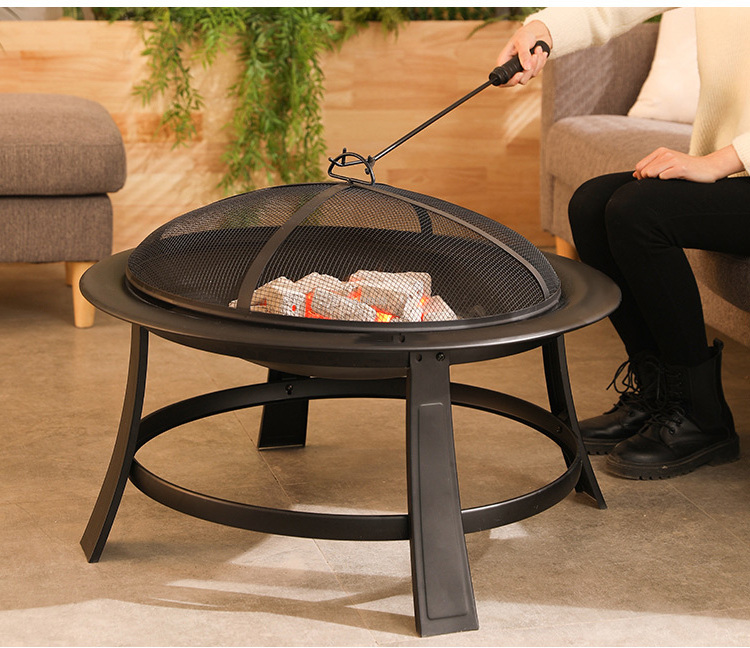 Creative Round Fire Pits Outdoor Courtyard Grill Stand Camping Furnace Indoor Heating Brazier Table Home Charcoal Barbecue Stove