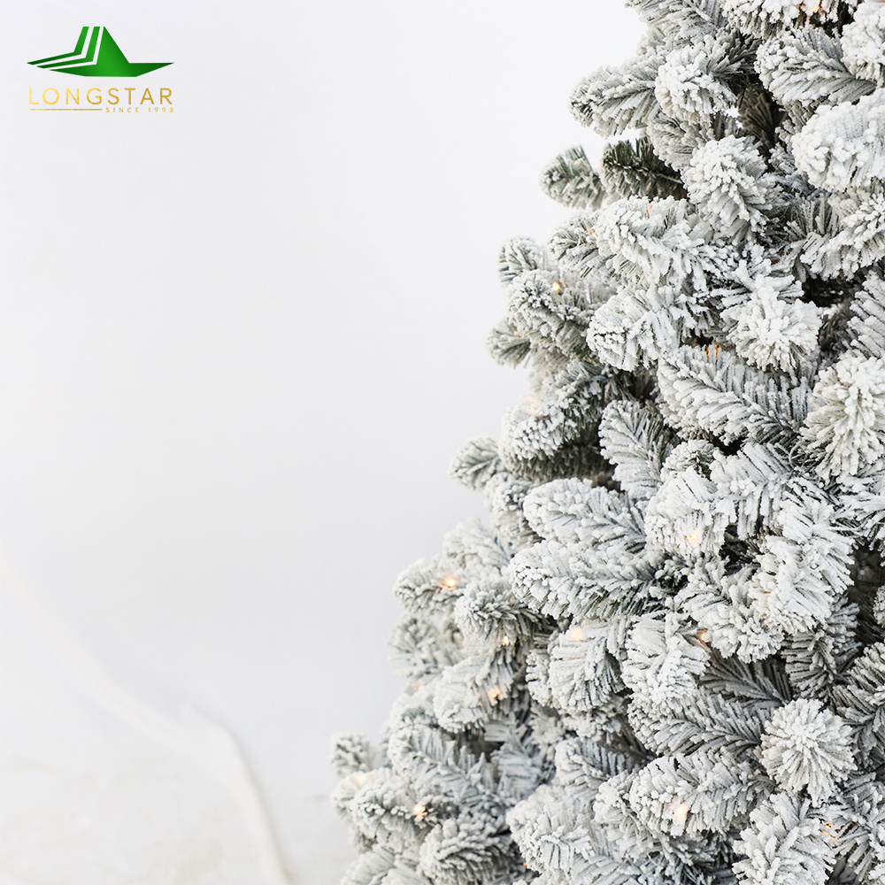 Charming Snow Covered Prelit Christmas Tree with Icy Sparkles Perfect for a Mesmerizing Festive Holiday Environment