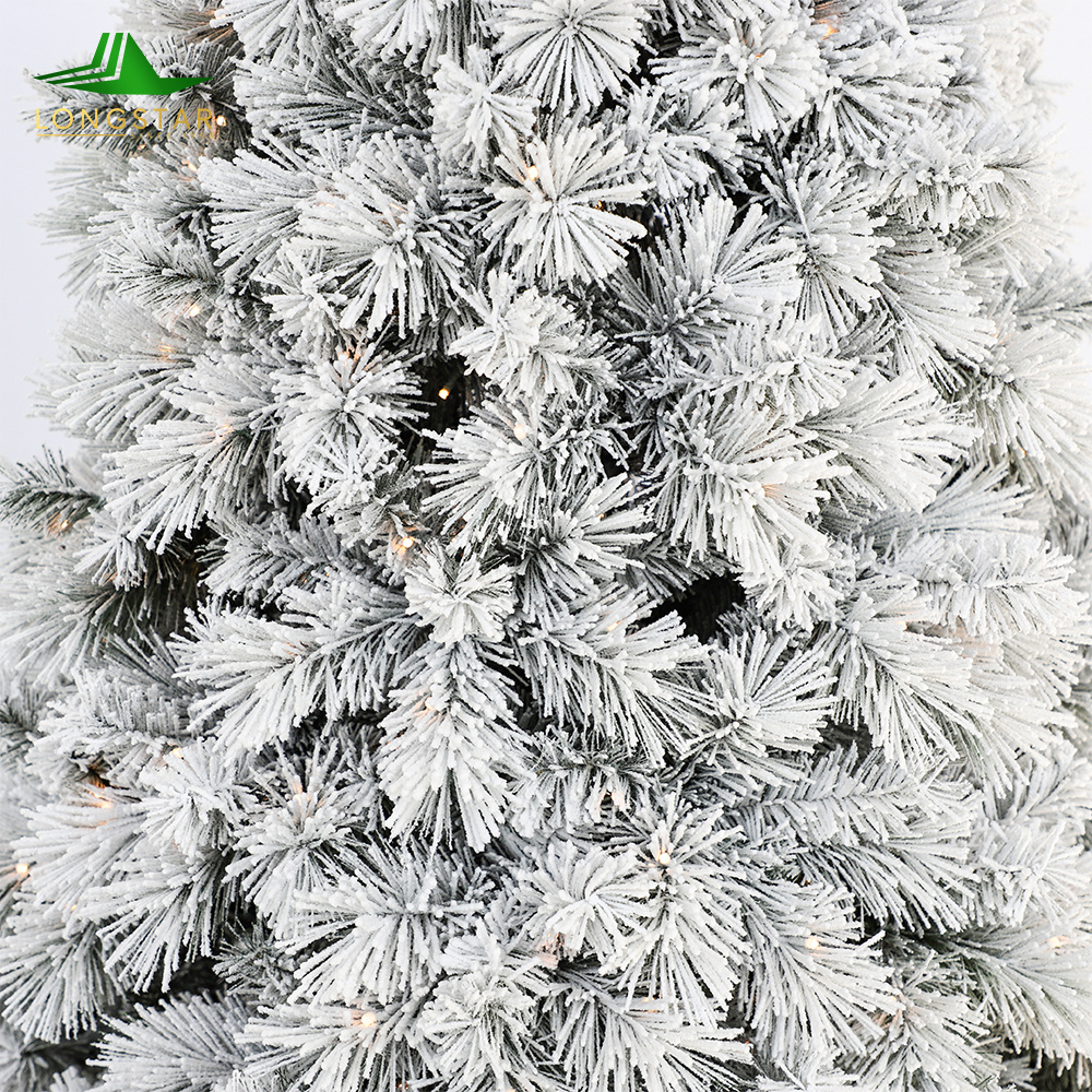 China Manufacturer Wholesale Artificial White Powder Snowing Plump Branches Decorative Flocked Christmas Tree