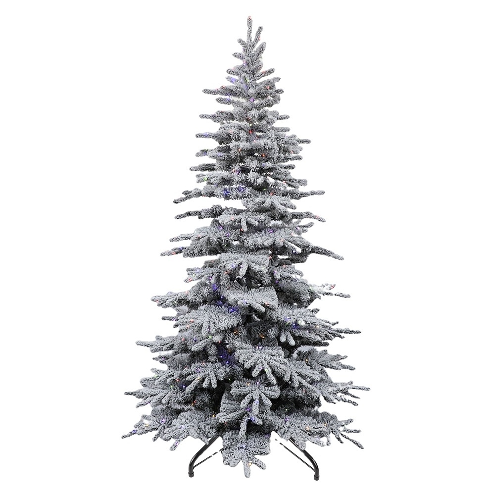 Enchanting Frosted Prelit Christmas Tree Snow Covered with Sparkling Lights for a Mesmerizing Holiday Decor