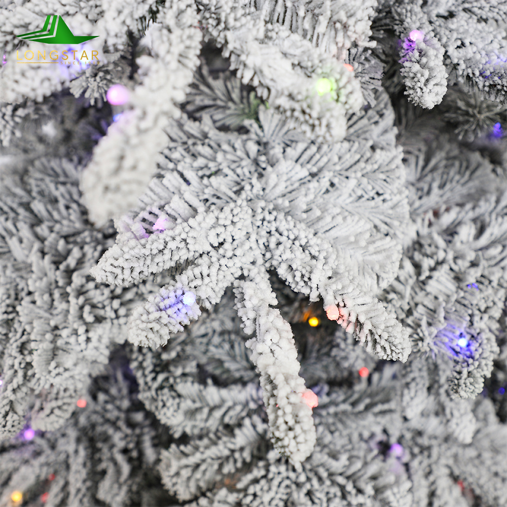 Enchanting Frosted Prelit Christmas Tree Snow Covered with Sparkling Lights for a Mesmerizing Holiday Decor