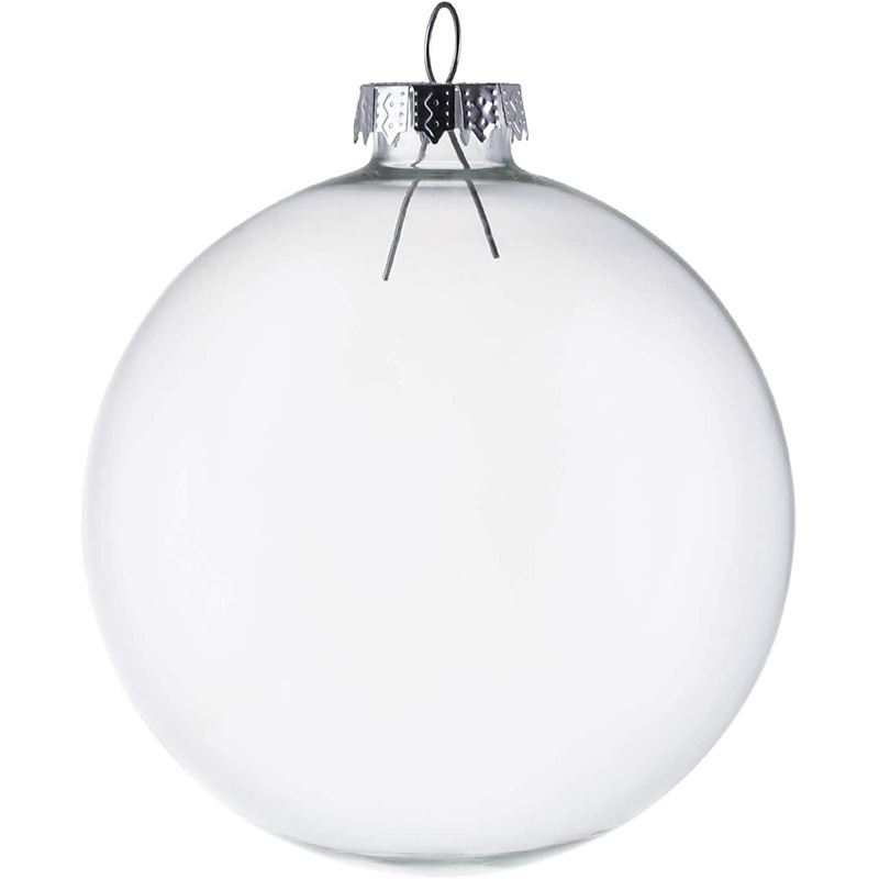 Transparent Clear 80mm Flat Disc Glass Christmas Tree Ball DIY Bauble Hanging Blank Round Ornaments