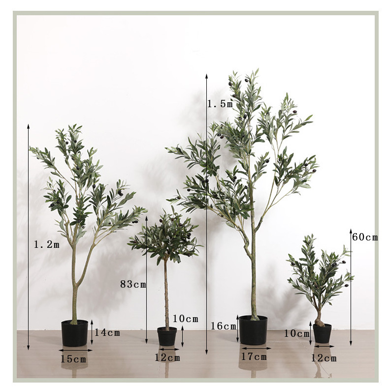 Customized Ornamental Plant Indoor Office Potted Plants Bonsai Plastic Tree Artificial Olive Tree