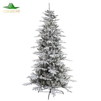 High Quality Flocking Spray Christmas Ornaments Prelit PE PVC  Flocked Tree Christmas Tree Christmas Tree Decoration