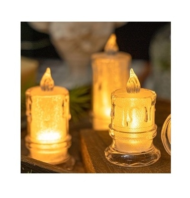 2023 Popular LED Flickering Flameless Tealight Candles White Small Candle Tea Lights with Timer Operate For Wed with Real Effect