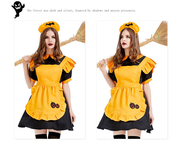 Hot Sale Halloween Terylene Maid Costume Size Adult Party Cosplay Dress with Skirt Character-Themed Holiday Celebration