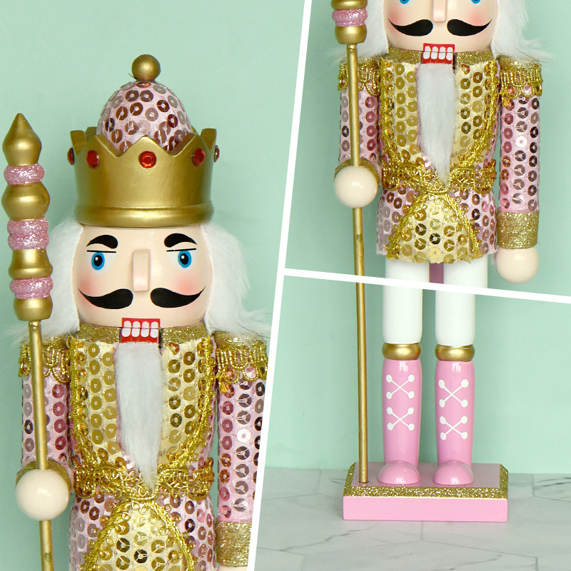 The 2024 Top Selling Traditional Pink Wooden Christmas Nutcracker for Christmas Tree Decoration 32cm-180cm