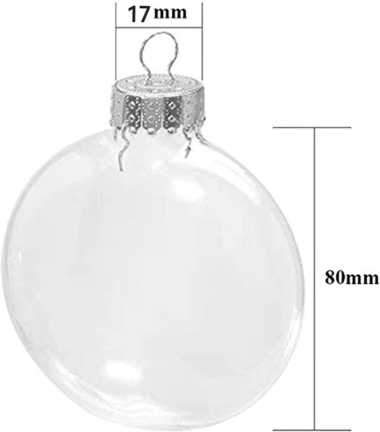 Transparent Clear 8cm 80mm Flat Disc Glass Christmas Tree Ball Bauble Hanging Ornaments