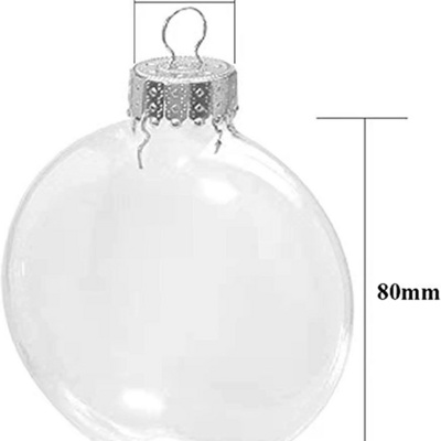 Transparent Clear 8cm 80mm Flat Disc Glass Christmas Tree Ball Bauble Hanging Ornaments