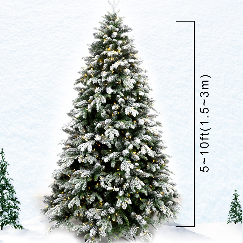 LONGSTAR Artificial Prelit Light Snow Flocked Christmas Tree