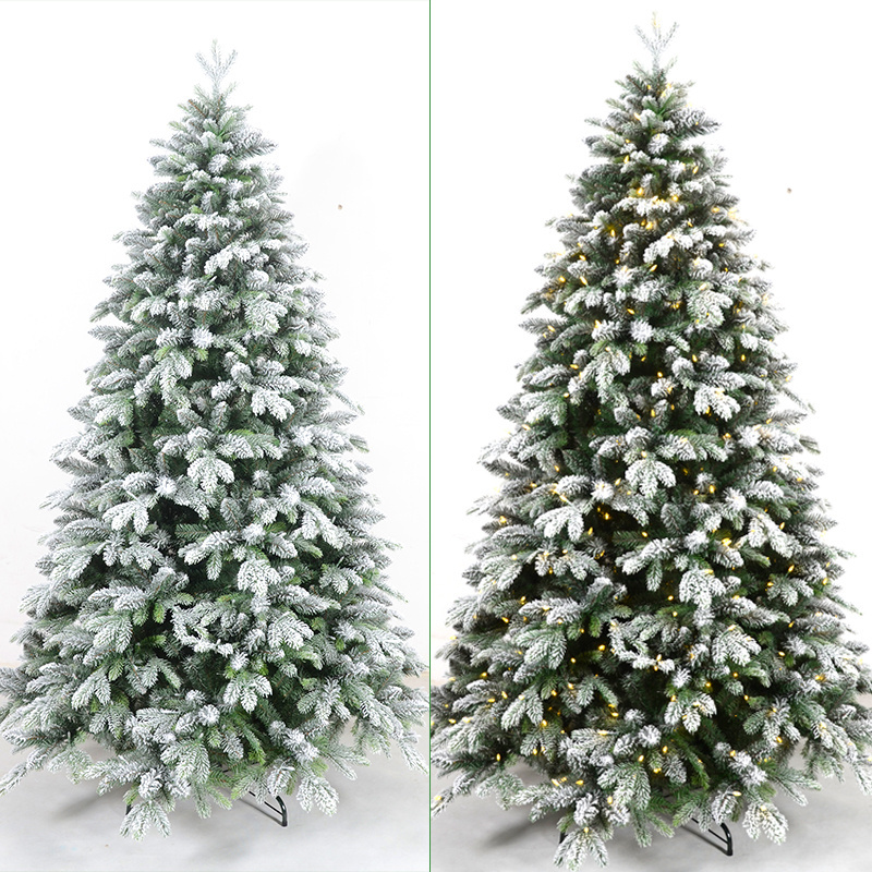 LONGSTAR Artificial Prelit Light Snow Flocked Christmas Tree