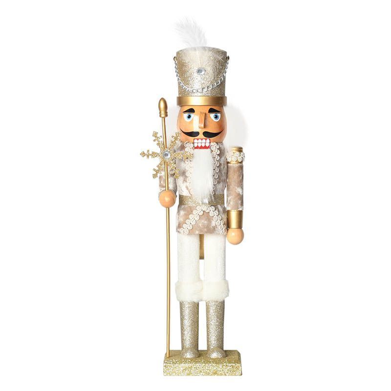 Wholesale Fashionable Glitter Wooden Christmas Nutcracker Silver Gold Glitter Craft for Home Decorations