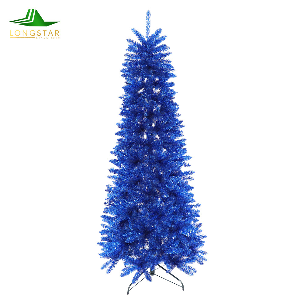 2023 High Quality Artificial Colorful  Pink Blue Black Yellow Prelit Full PVC Christmas Trees