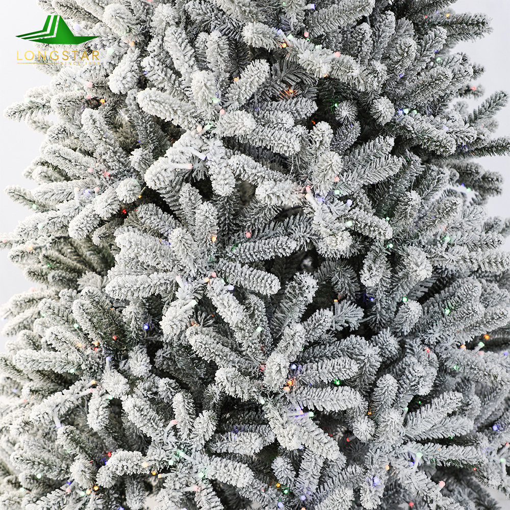 2023 Hot Sale Colorful Lights Pe Pvc Green Snowing White 4-10ft Prelit Artificial Guangdong Christmas Tree