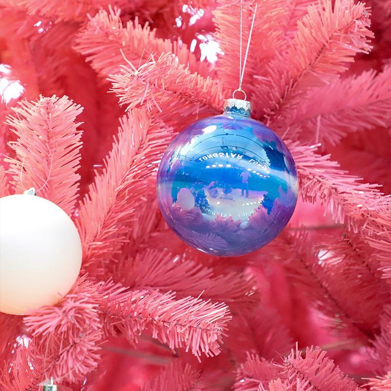 Factory Customized Xmas Tree Family Dance Party Decoration Pendant 10CM Glass Ball Blue Planet Christmas Ornaments Bulk