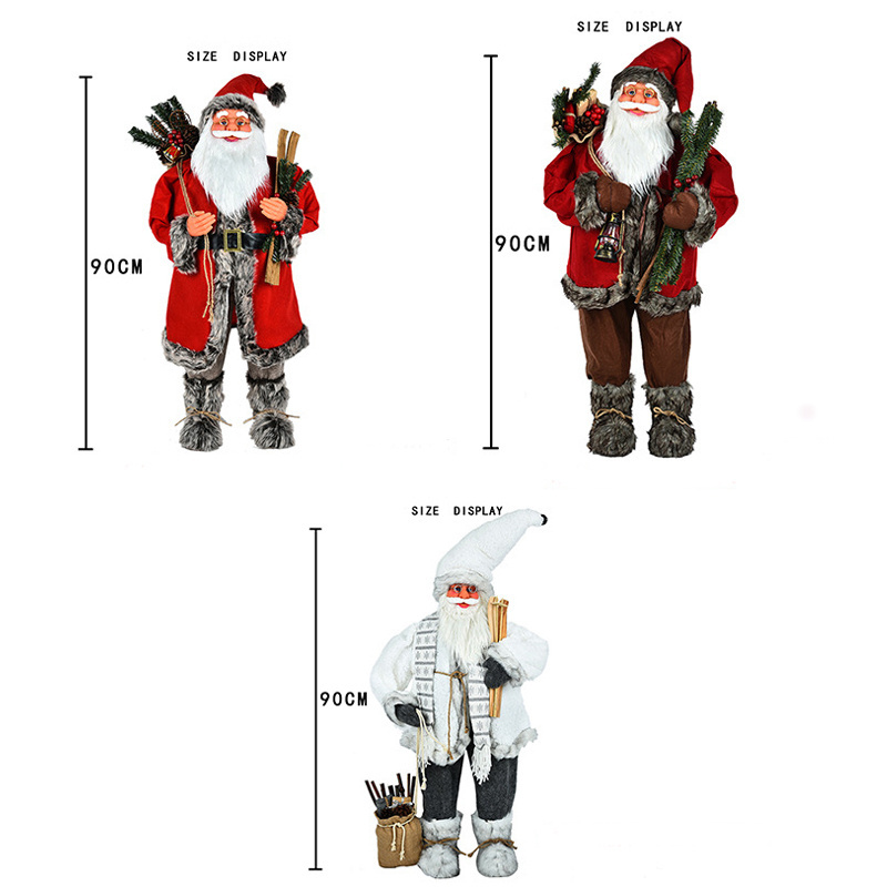 Fabric Santa Claus Figure Christmas Decoration African American Santa Claus Holiday Decorations Plush Dolls