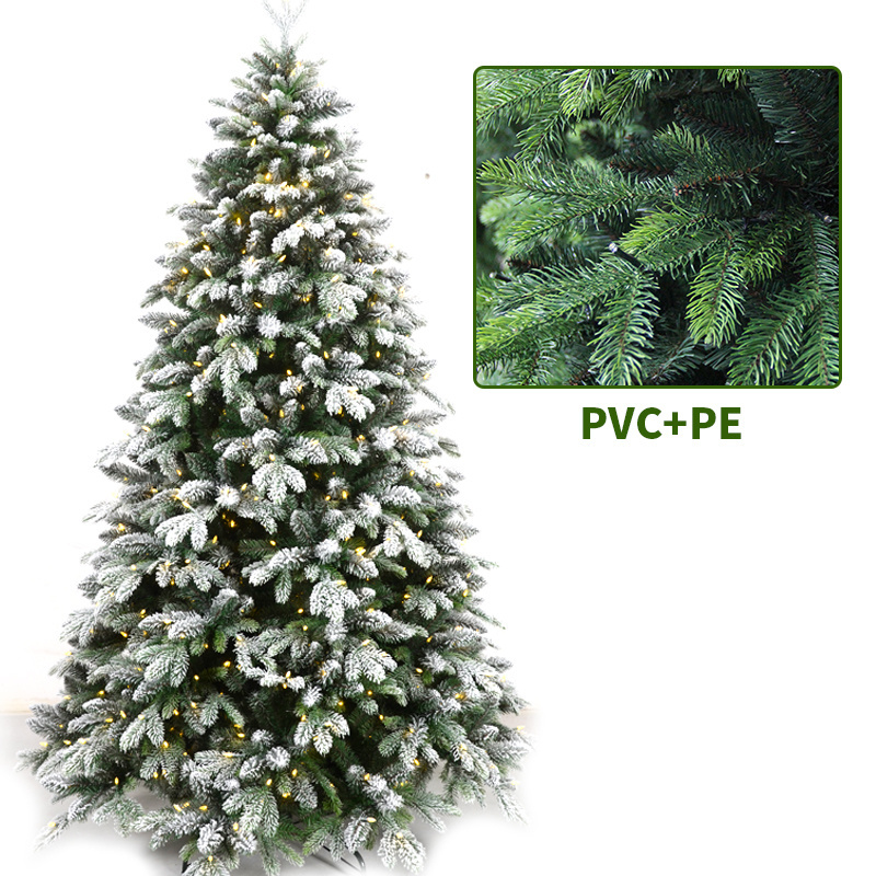 LONGSTAR Artificial Prelit Light Snow Flocked Christmas Tree