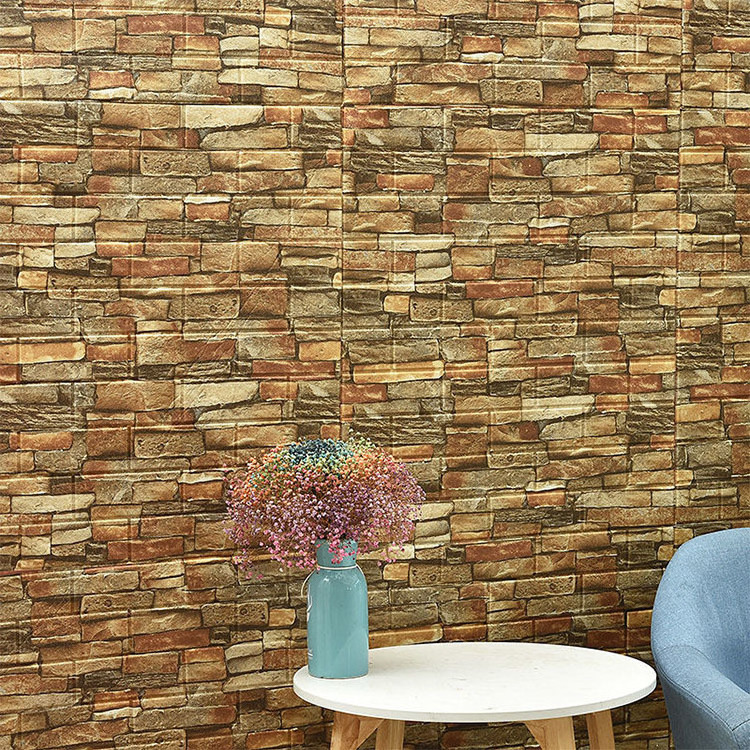 Longtime Adhesive 3D Brick PE Foam Sheet Wallpaper Nordic Style 3D Brick Wall Panels for Room