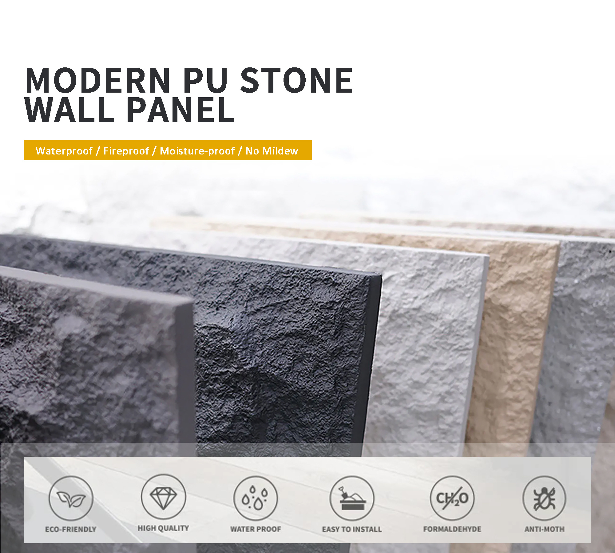 Wholesale Outdoor Exterior Flexible Artificial Stone Cladding PU Faux Mushroom Stone Wall Panel