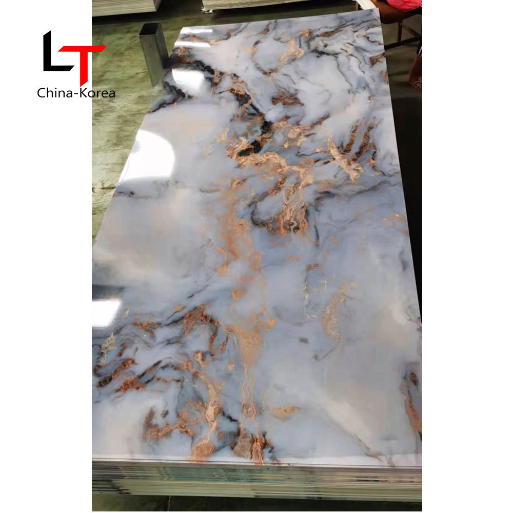 Artificial Flexible Imitation Marble PVC Wall Panel Board Custom Size UV Marble Sheet