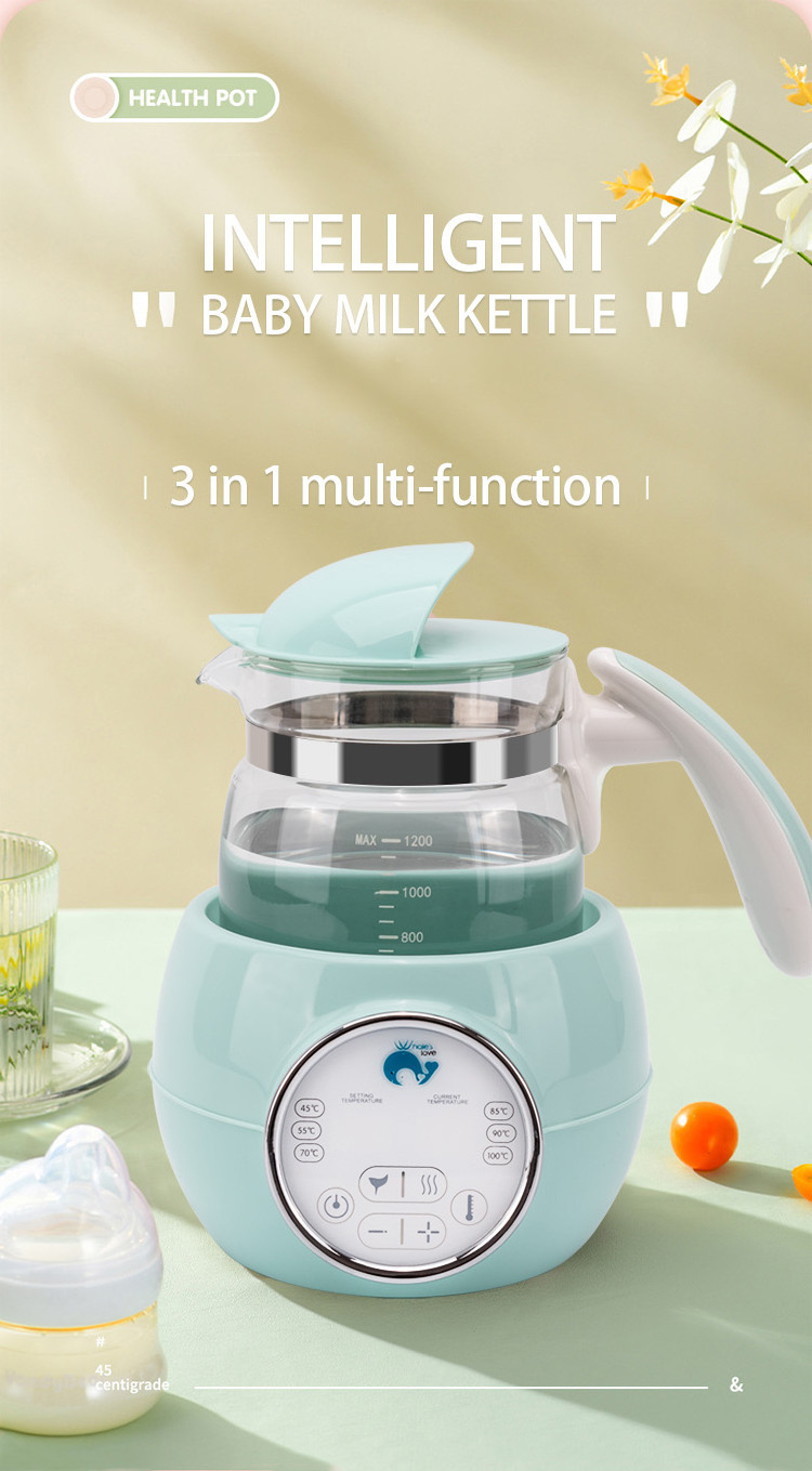 1.2L Small Baby Milk Warmer with Multi function Electric Glass Kettle for milk tea coffee water Baby Formula Kettle