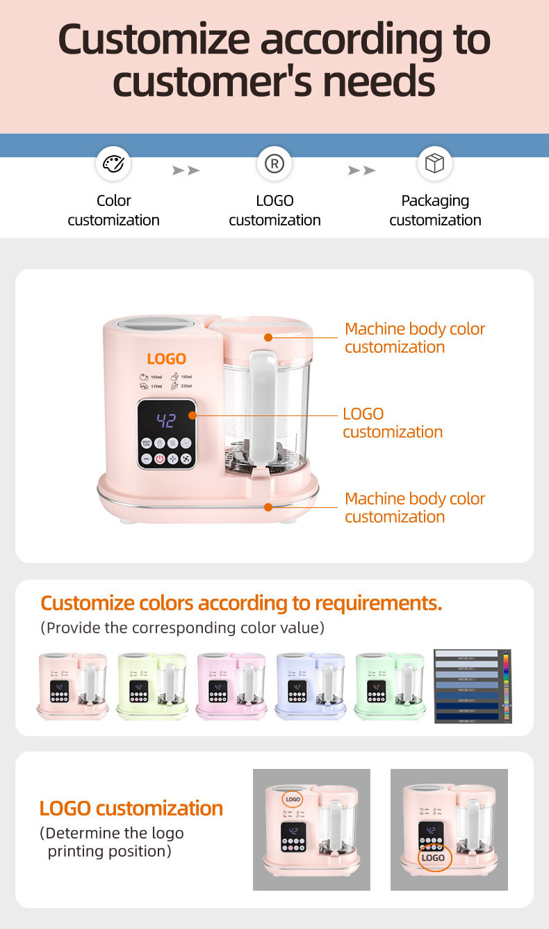 CE CB Certified Multi-functional Electric Baby Food Maker Processor Blender Procesador De Alimentos Plastic Customized BR 100