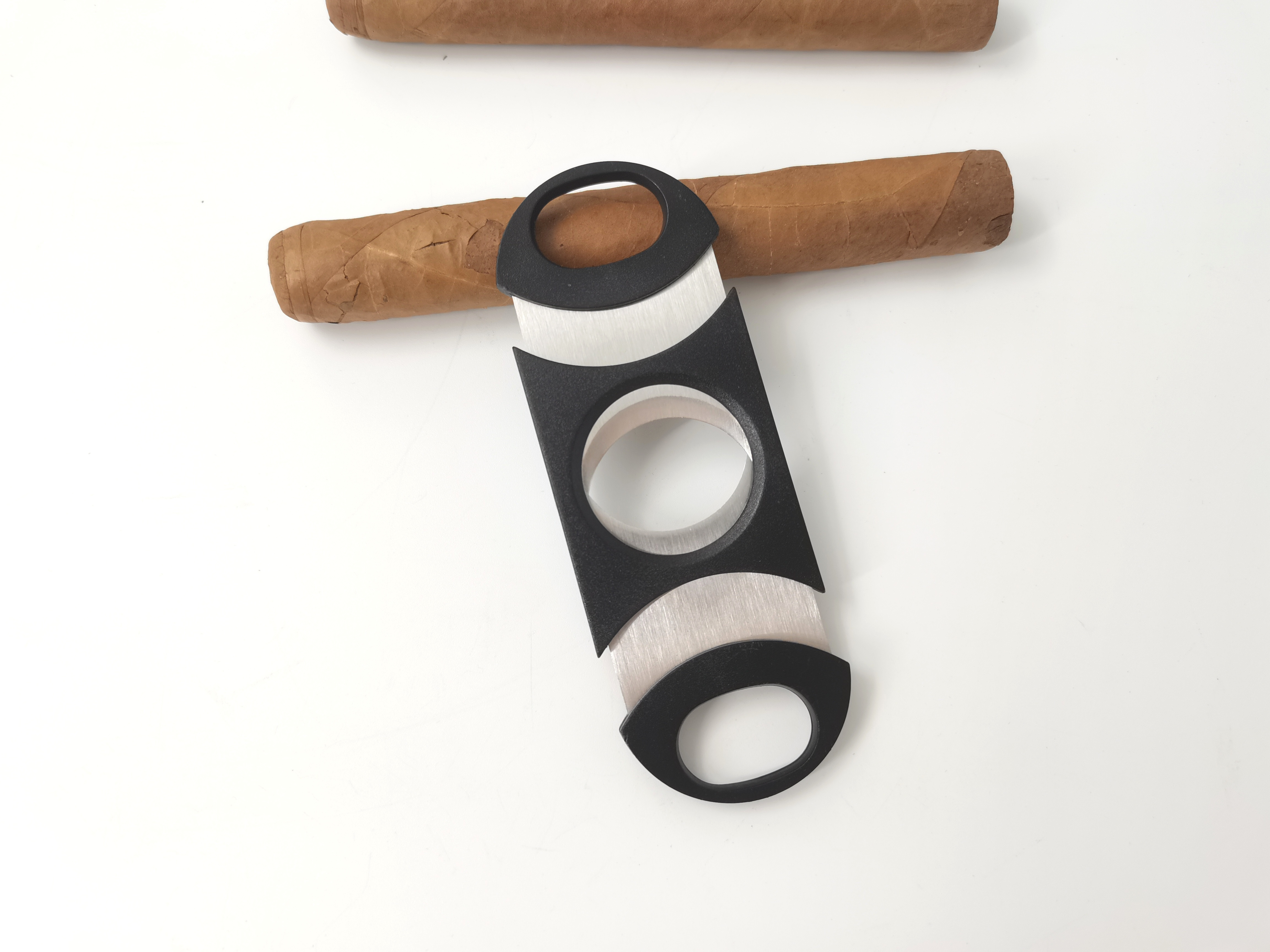 Cigar Cutter Portable Double Stainless Steel Blade Cigar Tools with Plastic Handle