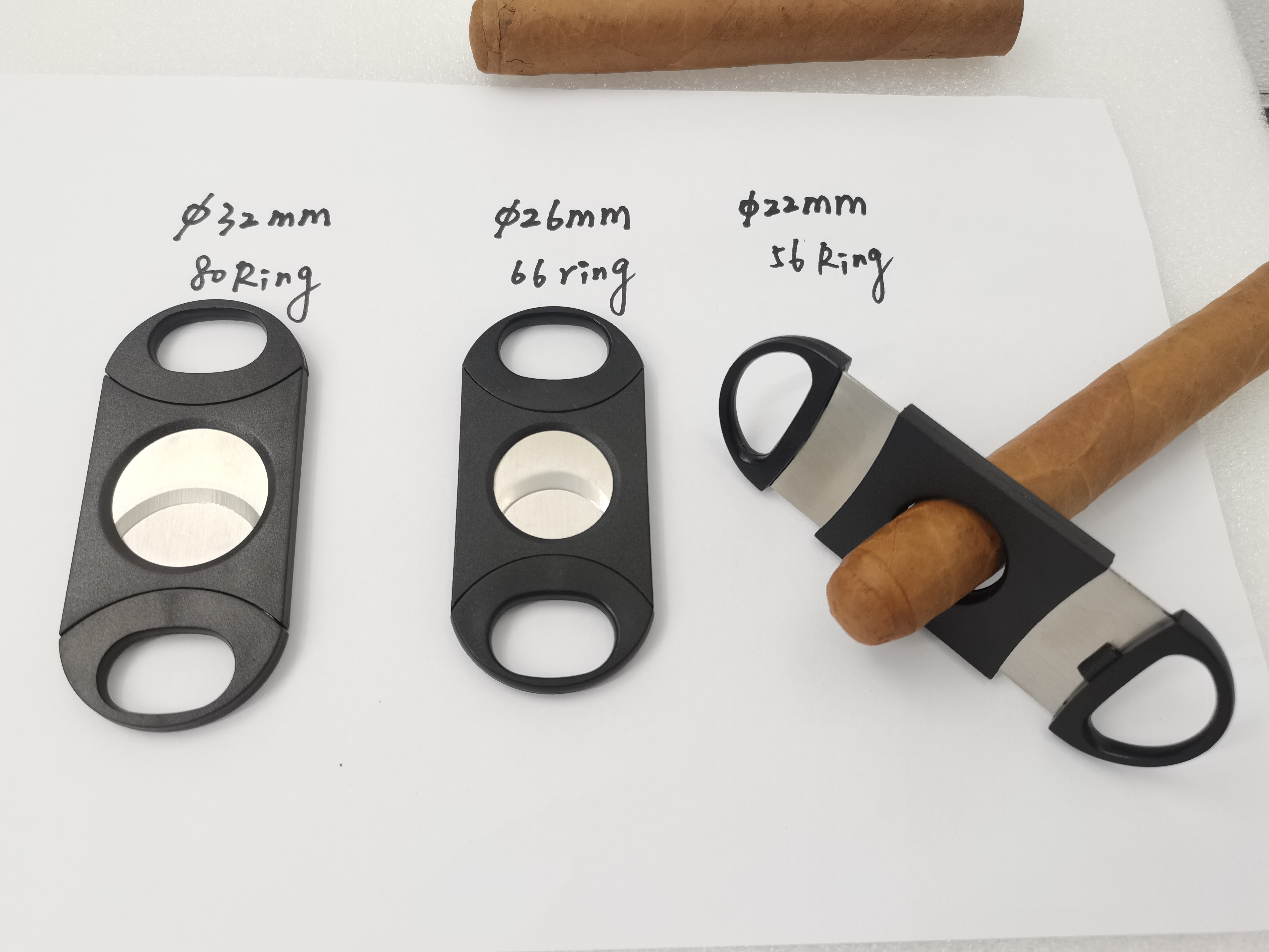 Cigar Cutter Portable Double Stainless Steel Blade Cigar Tools with Plastic Handle