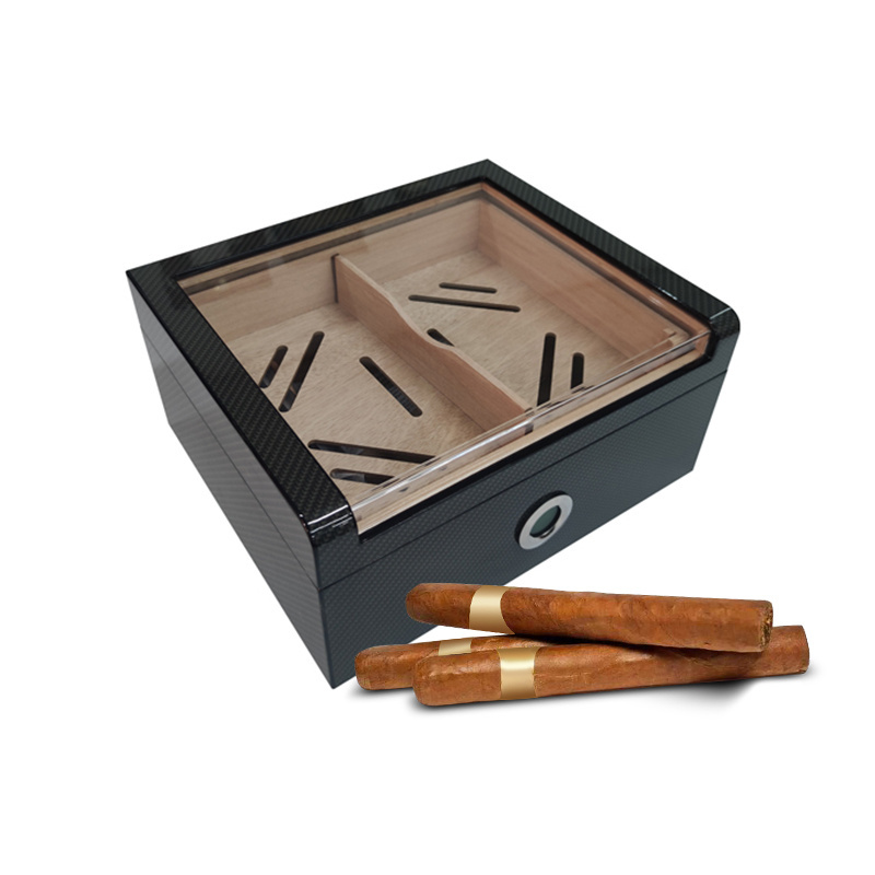 Spanish Cedar Wood Interior Cigar Box Royal GlassTop Cigar Humidor for 25-50 Cigars