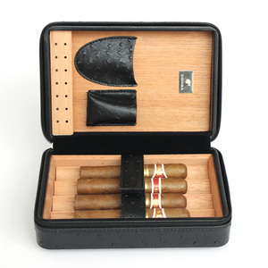 Travel Cigar Case Genuine PU Leather bag humidor Cigar Pouch Box For 4 Finger travel cigar case