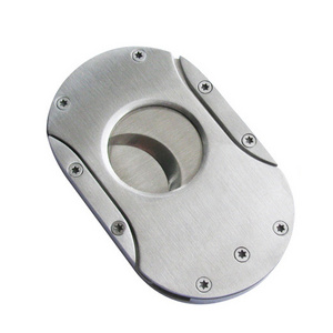 Luxury cigar accessories custom stainless steel cigar cutters with button round cigar cutter v cut