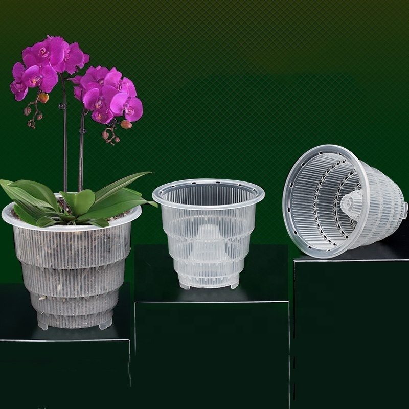 Wholesale Root Control Air Column 360 Degree Breathable Phalaenopsid Round Clear Slit Orchid Pot