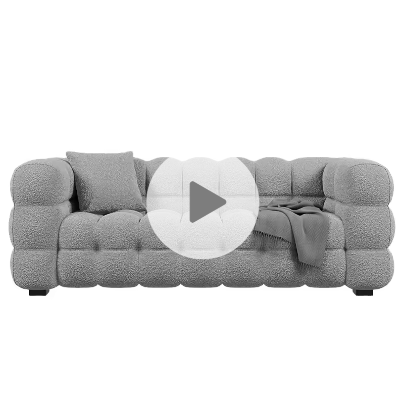 Custom 1/2/3 Seater Performance Fabric Upholstery Sherpa Fleece Couch Marshmallow Like Curves and Elegant Lines Fabric Sofa