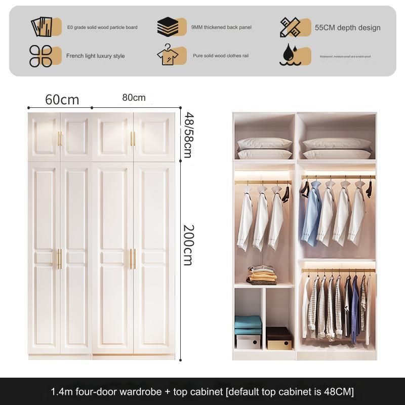 European style wardrobe modern simple economy bedroom wooden cabinet assembly 2 Door wardrobe with dresser