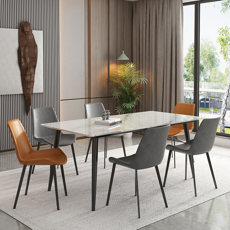 Modern Dining Room Furniture Durable Metal Long Table and Chairs Set for 6+ Seats Home Use