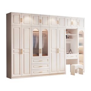 European style wardrobe modern simple economy bedroom wooden cabinet assembly 2 Door wardrobe with dresser