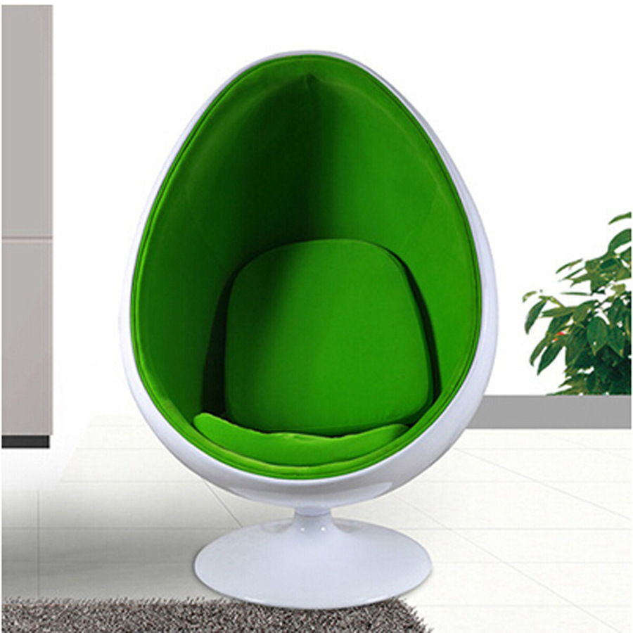 Stylish Comfy Curved Shape 360 Degree Swivels Sturdy Aluminum Base Soft Plush Accent Fabric Or Leather Upholstered Egg Pod Chair