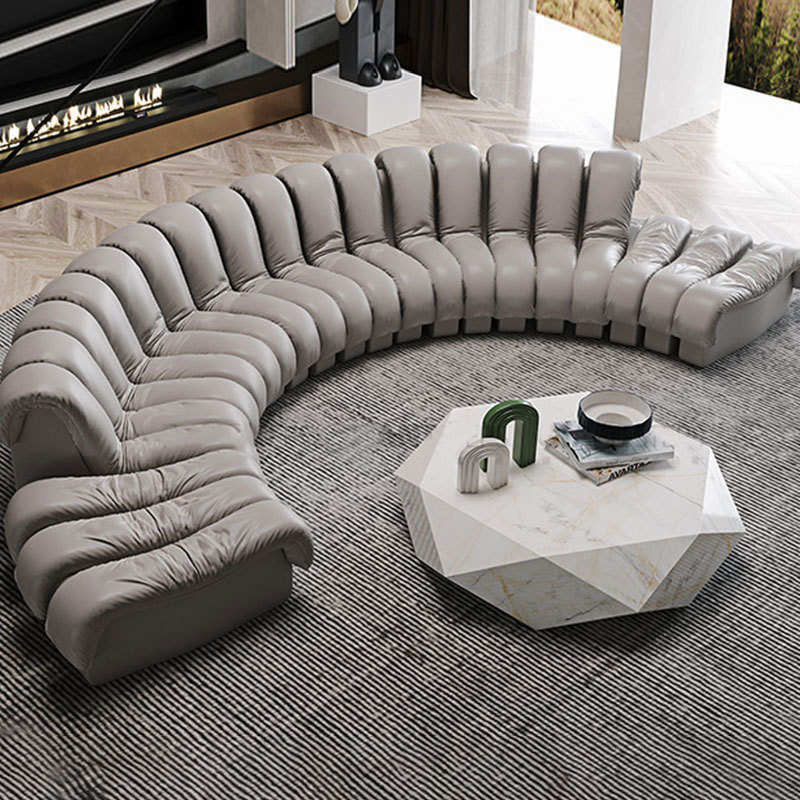 Most Comfortable Couch Living Room Furniture Sectional Sofa Half Round Semi Circle Modular High-quality Leather Sofa Set