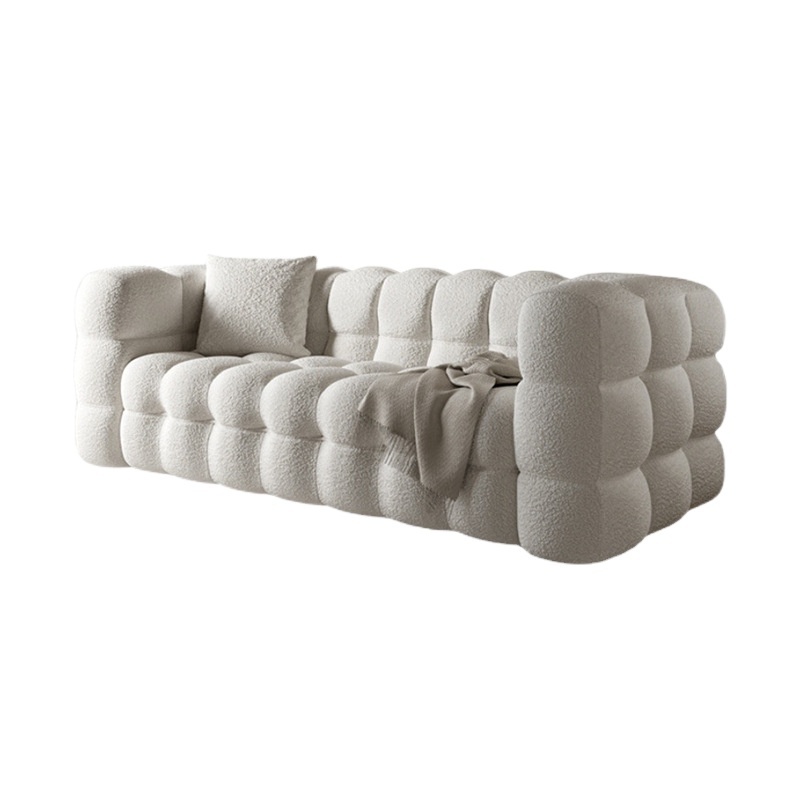 Marshmallow Like Curves and Elegant Lines Sofas Boucle Fabric Couch Custom 1/2/3/ Seater Modern Teddy Fleece Fabric Sofa Bed