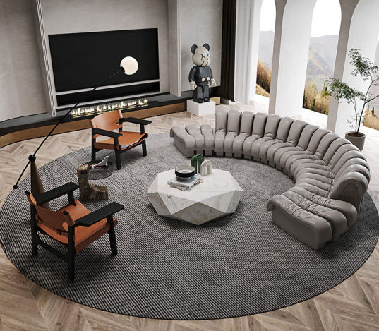 Most Comfortable Couch Living Room Furniture Sectional Sofa Half Round Semi Circle Modular High-quality Leather Sofa Set