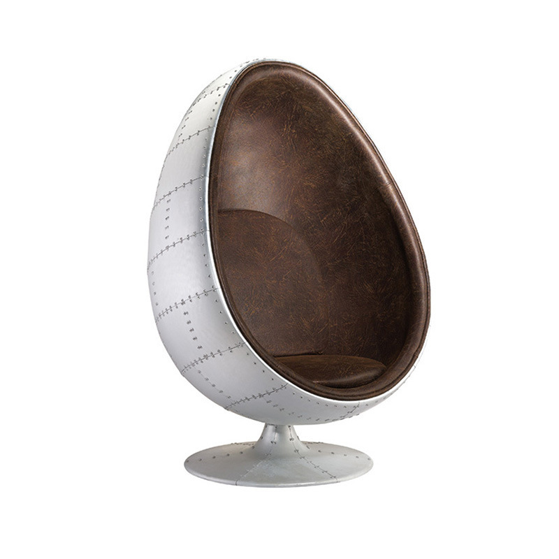 Stylish Comfy Curved Shape 360 Degree Swivels Sturdy Aluminum Base Soft Plush Accent Fabric Or Leather Upholstered Egg Pod Chair