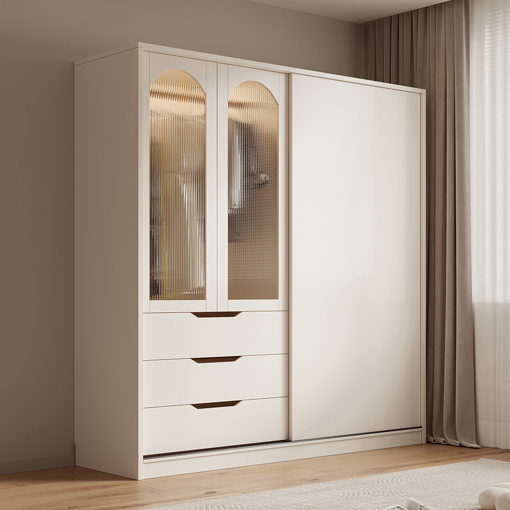 American Style Sliding Wooden Laminate Designs Modern Bedroom Set Storage Wardrobe Closet cloakroom cabinet