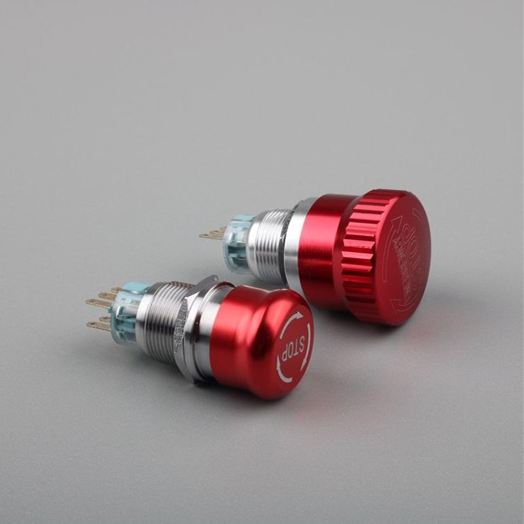 16mm 19mm 22mm metal Heavy Duty 22mm RED Mushroom head Emergency Stop button Switch, E-stop, 1NO 1 NC