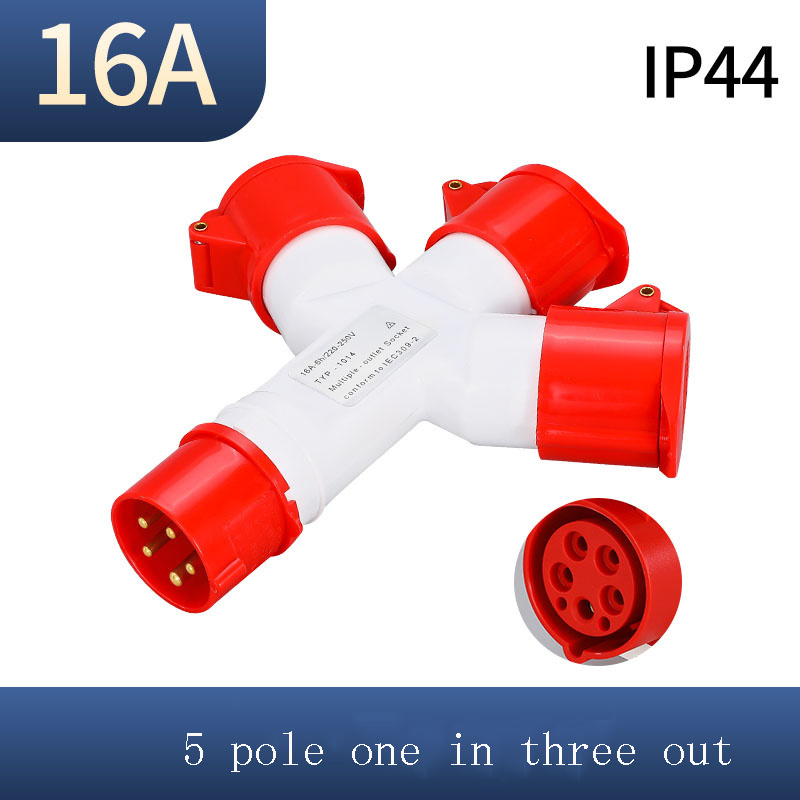 415V 32A 5 Pin Industrial Plug or Socket IP44 3 Phase 3P+N+E Male Female Red