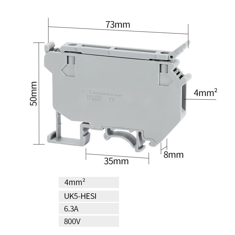 uk5-hesi DIN Rail type fuse terminal block UK5RD Fuse 4mm2