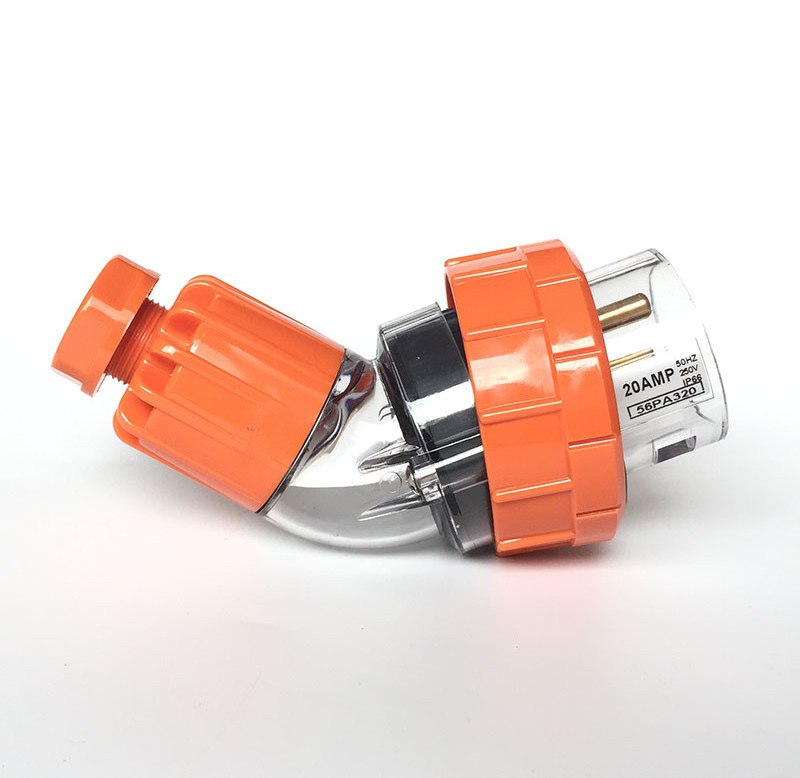 Industrial socket 56PA320 - 250V 20A 3 Round Pin Angle Plug in Electric Orange industry plug