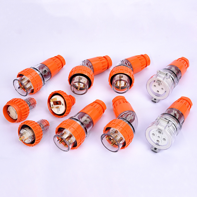 Industrial socket 56PA320 - 250V 20A 3 Round Pin Angle Plug in Electric Orange industry plug