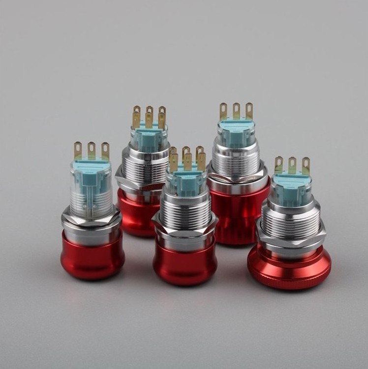 16mm 19mm 22mm metal Heavy Duty 22mm RED Mushroom head Emergency Stop button Switch, E-stop, 1NO 1 NC