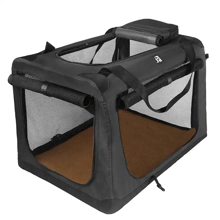 Soft PET CARRIER Folding Dog Cat Animal Travel Cage Bag Portable Grey Crate Box